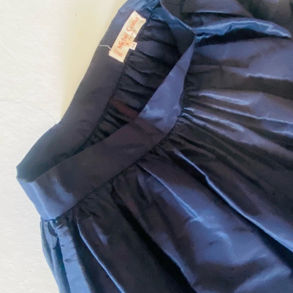 Vintage Michel Goma Paris Navy Flare Skirt 26Wx23L Sz 38 - Picture 3 of 7